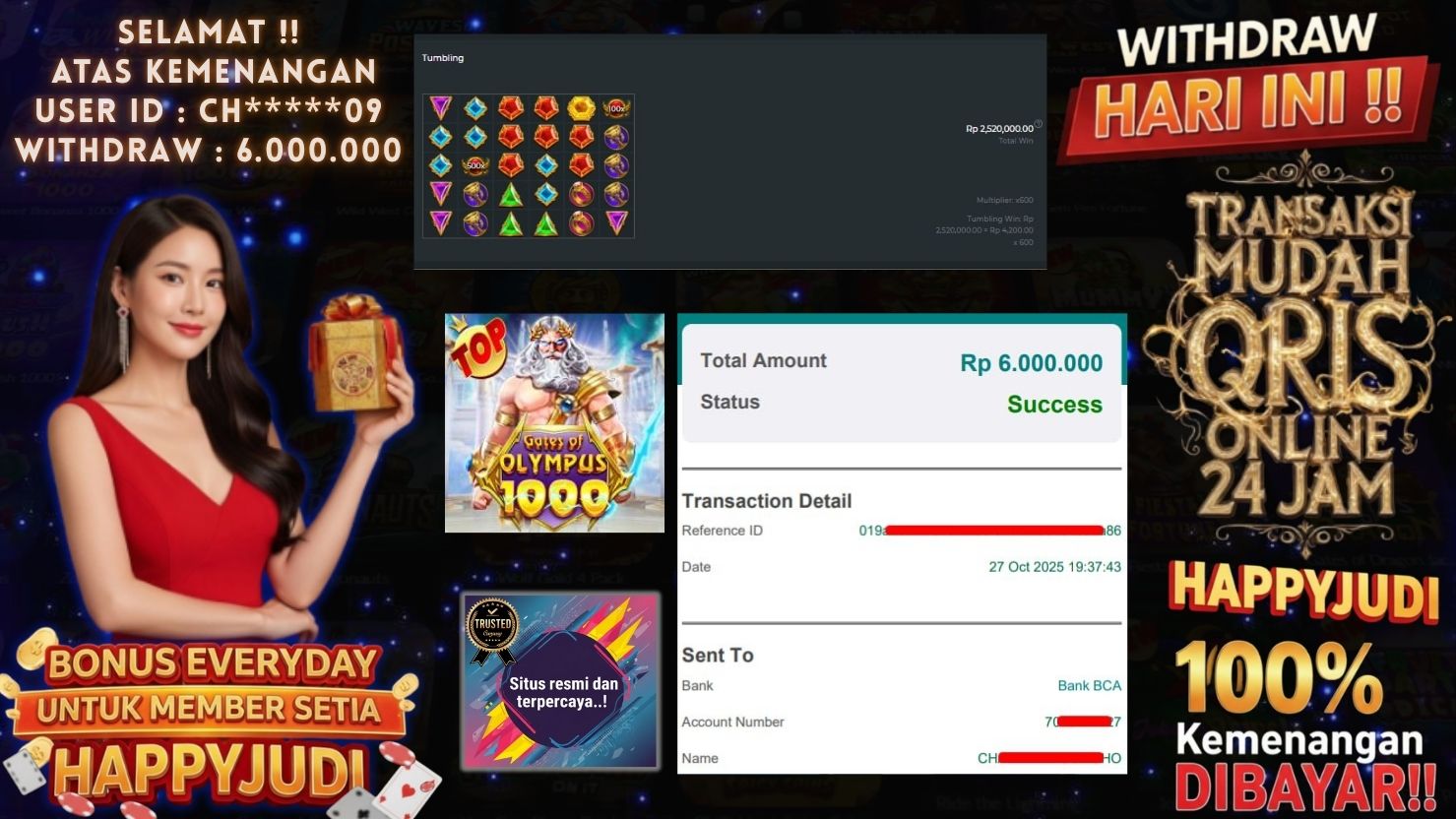 HAPPYJUDI JACKPOT SLOT GATES OF OLYMPUS 1000